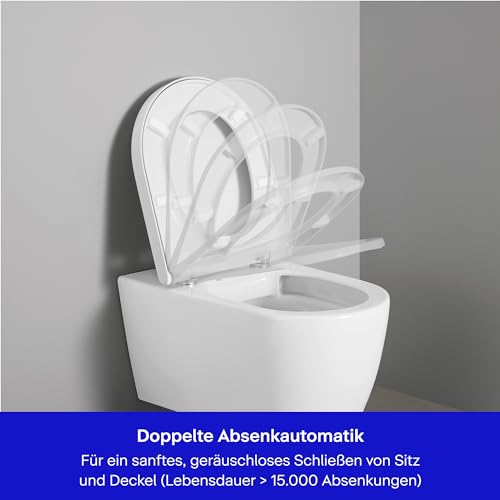 Duravit WC-Sitz Univavo, WC-Sitz D-shaped, Klobrille mit doppelter Absenkautomatik, Toilettendeckel Quick Release für einfache Montage… – Ansicht 4