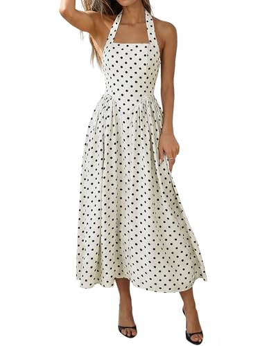 Lingswallow Women Vintage Polka Dot Dress - Retro Tea Party & Cocktail Dress for Wedding Guests Bridal Showers and Casual Wear
