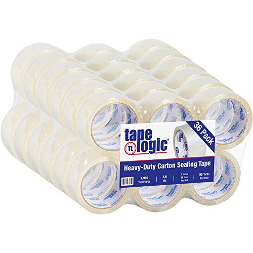 Image of Aviditi Tape Logic 2 Inch x 55 Yard 1.6 Mil Clear, Heavy Duty Hot Melt Packing Tape, 36 Pack, Perfect for Packing, Shipping, Moving, Home and Office