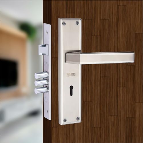 Image of Milton Stainless Steel Mortise Lock Set with Two Tone Finish, MSS-491 Model, Door Hardware with Keys and Lock Body