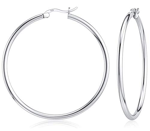 Savlano 925 Sterling silver Round Hoop Earrings for Women Comes in 30MM-65MM