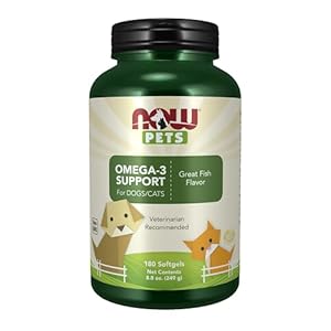 NOW Pet Health, Omega 3 Supplement, Formulated for Cats & Dogs, NASC Certified, 180 Softgels