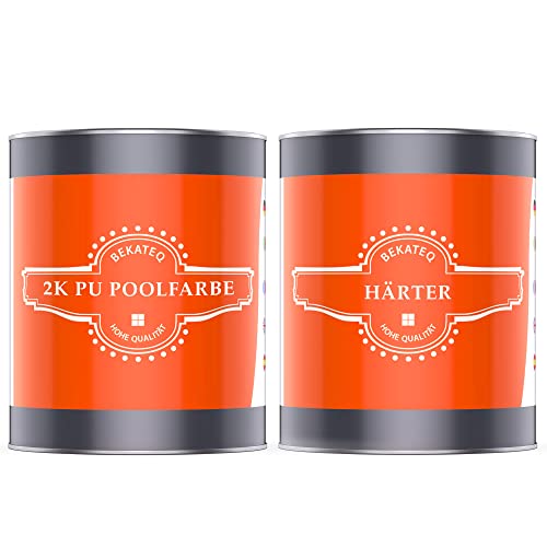 BEKATEQ 2K PU Poolfarbe 1 kg, Lichtblau I Glänzende Schwimmbadfarbe für Poolbecken aus GFK, Polyester, Beton, Stahl, Fliesen I Lack auf PU-Harz Basis, Schwimmbeckenfarbe, Poolbeschichtung LS-405