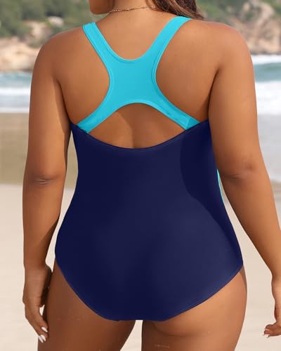 Image of Aqua Eve Plus Size Swimsuits Athletic One Piece Bathing Suit for Women Tummy Control Slimming Swimwear