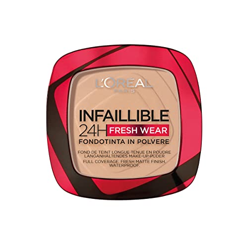 L'Oréal Paris Polvos Compactos Mate Infalible 24H, Larga Duración, Cobertura Media-Alta, Resistente al Agua, Tono: 130 True Beige, 50 g