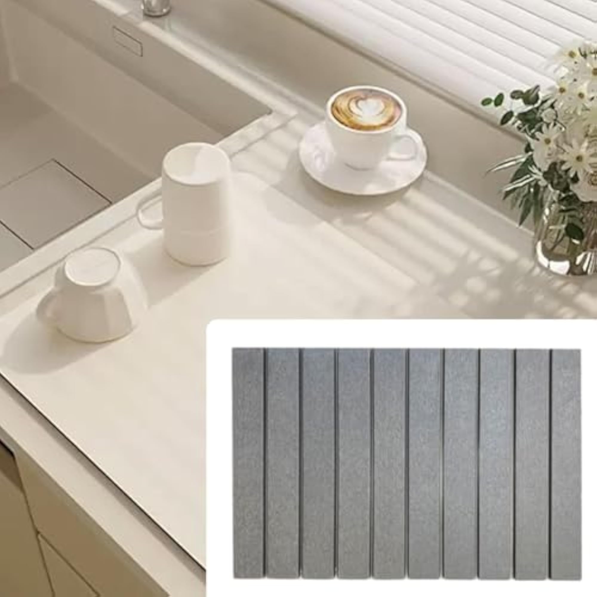 Diatomite Dish Drying Pad Drink Coaster Light Gray