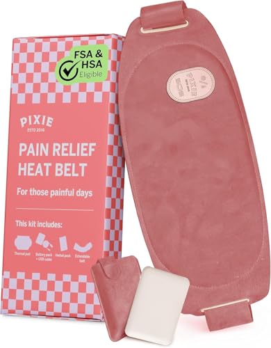 Image of Pixie Period Heating Pad for Cramps - Wearable Cordless Graphene Heat Belt - 3 Heat Settings - Vibration Massage - Discreet - Adjustable Fit - Rechargeable - FSA Eligible and HSA Eligible - Pink