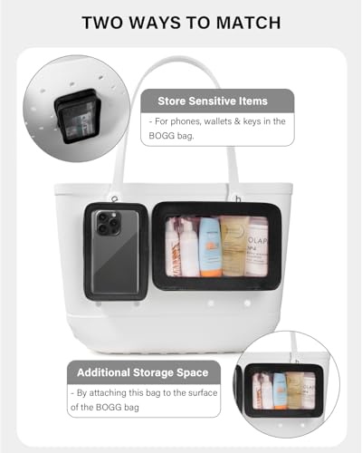 Image of LETGO Clear Insert Bag for Bogg Bag Accessories - 2 Packs Leather Zipper Insert Pouch for Bogg Tote Travel Makeup Clean Toiletry Handbag Organizer Cosmetic Divider Storage Inner Pouch (Black)