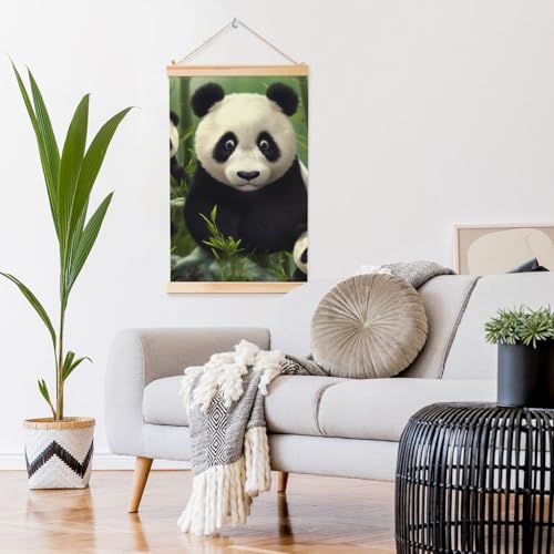 Toile panda avec cadre en bois structure rigide et prête à poser