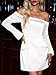 Wenrine Women's Sexy Off The Shoulder Mini Dress Bell Long Sleeve A Line Flared Going Out Club Party Dresses White