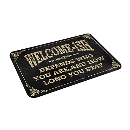 �f�p�ȃo�X���[�����O Welcome Ish Depends Who You are Mat �x�b�h���[�� �X�^�b�t�E�F���J���z�[���h�A�}�b�g(50X80cm)