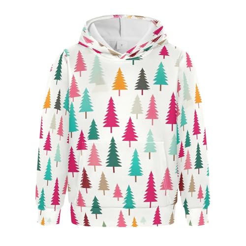 Kids Hoodies Sweaters Christmas Xmas Trees Hooded Sweatshirts with Big Pockets for Boys Girls B0400281