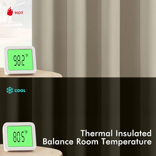 Image of MIULEE Blackout Curtains for Bedroom Living Room 2 Panels, Thermal Insulated Room Darkening Drapes Grommet Noise Reducing Light Blocking Window Treatments 84 Inches Long 40x84 Inch Sand