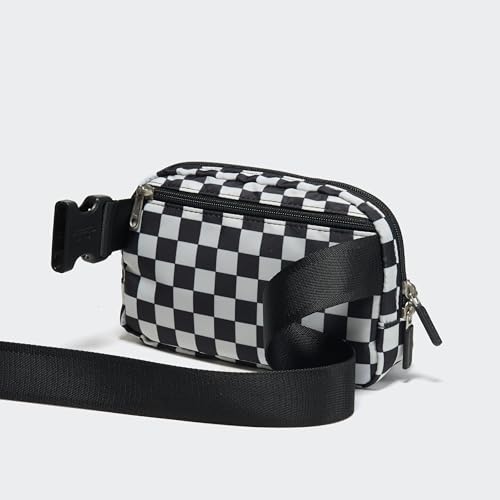 Image of Pander Two Way Zipper Fanny Pack Nylon Everywhere Belt Bag for Women, Water Repellent Waist Packs, Crossbody Bags with Adjustable Strap (Checkered Black)