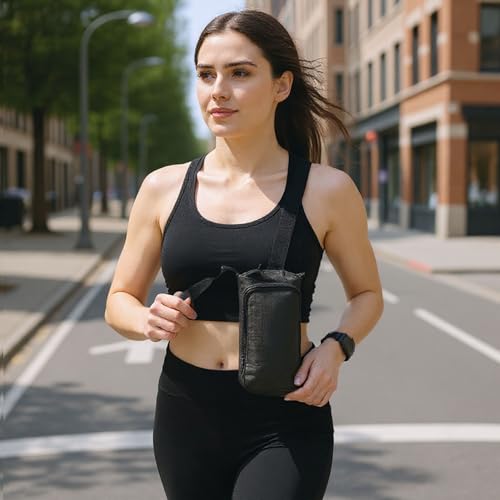 Trail maker Water Bottle Carrier Bag with Strap, Phone Pocket for Walking, Runs, Hikes, Bike, for Stainless Steel, Glass, Plastic Bottles
