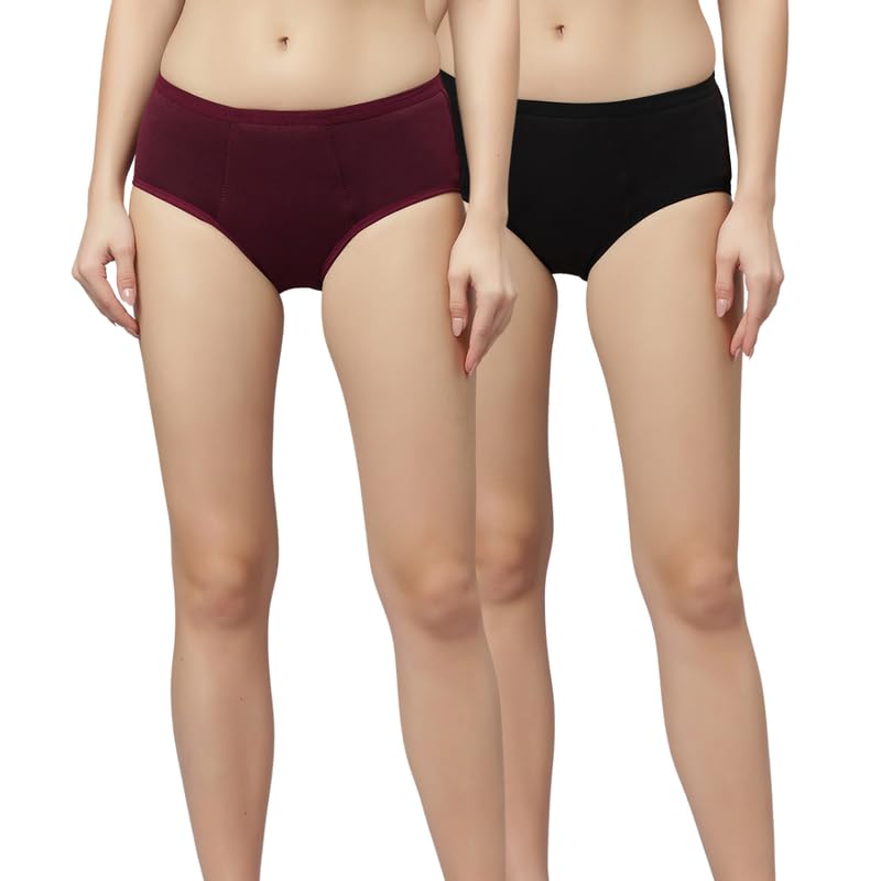 Image of GLAMORAS Cotton Reusable Period Panty for Women | No Stain, Leak Proof, Comfortable Period Panties | No Pads Period Underwear Suitable for Medium to Heavy Flow - (Pack of 2)