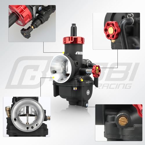Image of NIBBI Carburetot for Hawk 250 Dirt Bike, with Air Filter Intake Manifold Connector, Hawk250 Carb upgrade Performance Enhancement (Replacement(PE28))
