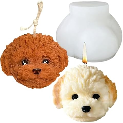 3D Teddy Dog Silicone Mold,Cute Dog Resin Mold Epoxy Casting Molds for Candle Making Simulation Puppy Resin Mold for Home Decor Candle Mould Dog Molds for Art Crafts Festival Decor Cover