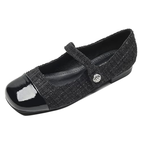 Women's Fashion Versatile French Fairy Style One Line with Mary Jane Shoes Summer Retro Square Toe Ballet Flats