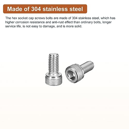 DTGN M6x12mm Socket Head Cap Screws Bolts, 40Pcs 304 Stainless Steel 18-8, Metric Machine Hex Socket Screw, Hex Drive - Image 3