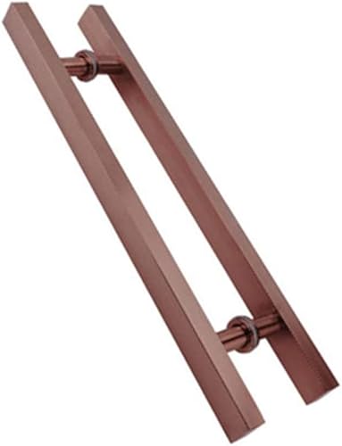 GYRAZXS Brushed Stainless Steel Door Handle SetSquare Double Side Push Pull Handle for Hotel Home Club Office StoreBronze Finish 300mm Hole Center