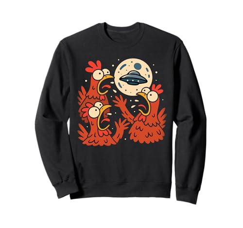 Poulet hilarant paniquant en voyant une rencontre extraterrestre OVNI Sweatshirt
