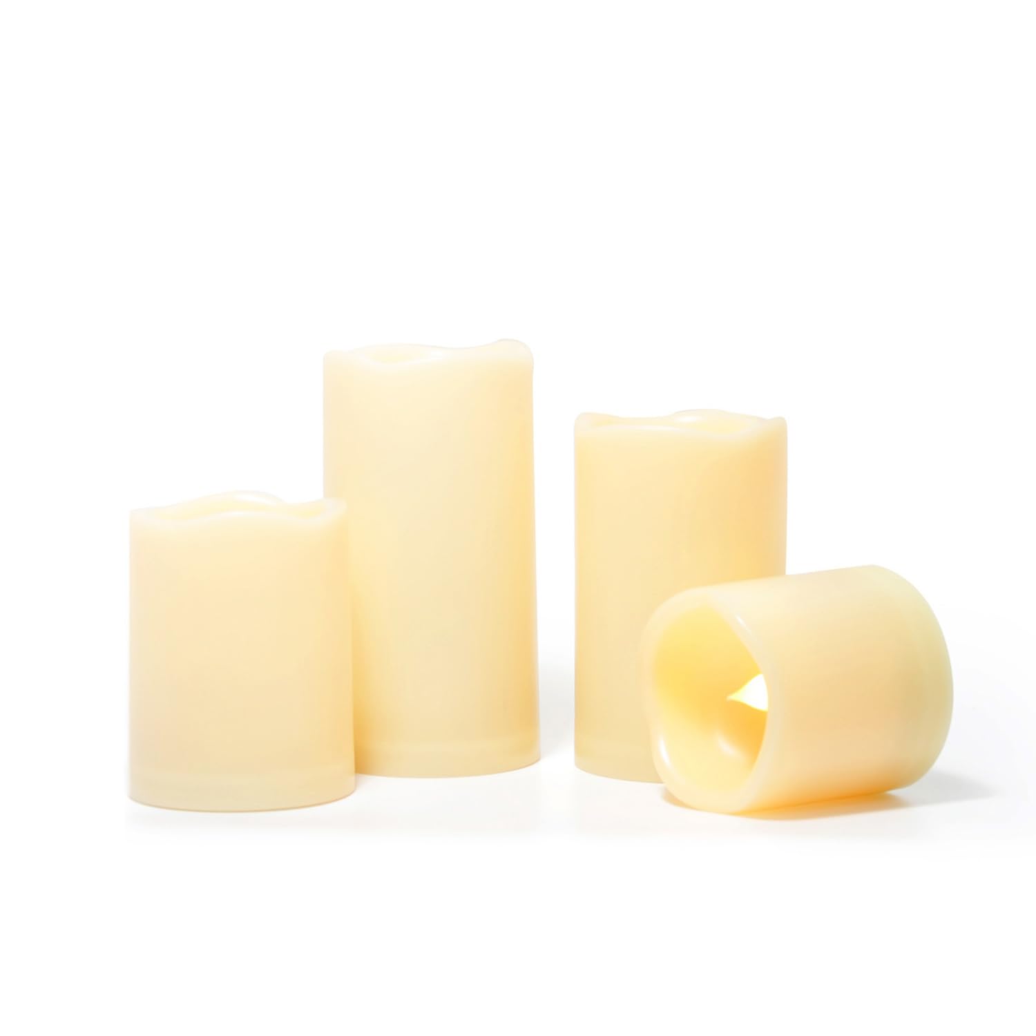 CANDLE CHOICE Outdoor Battery Operated Flameless Candles with Remote &amp; Timer Waterproof Plastic Realistic Flickering Fake Electric LED Pillars for Lantern Garden Wedding Christmas Decorations 4 Pack