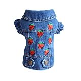 TENGZHI Dog Jean Jacket Puppy Dachshund French Bulldog Clothes Cool Blue Denim Coat Pet Cat Vest Out