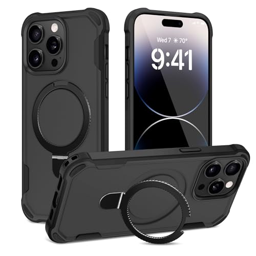 Coque iPhone 14 Pro Max MagSafe avec anneau magnétique invisible et protection antichoc translucide
