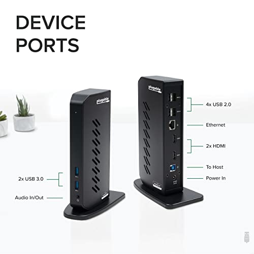 Plugable Usb 3.0 And Usb-C Universal Laptop Docking Station For Windows And Mac (Dual Video Hdmi, Gigabit Ethernet, Audio, 6 Usb Ports) #TOP4