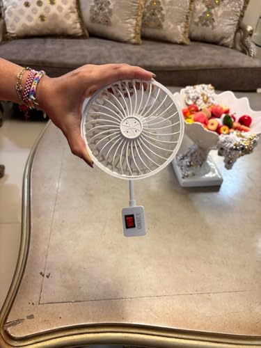 Image of Mini Compact 5 inch Inch Electric Plug-in Fan - with 360* Flexible Hose Pipe, On /Off Switch, White, with Universal Travel Adapter