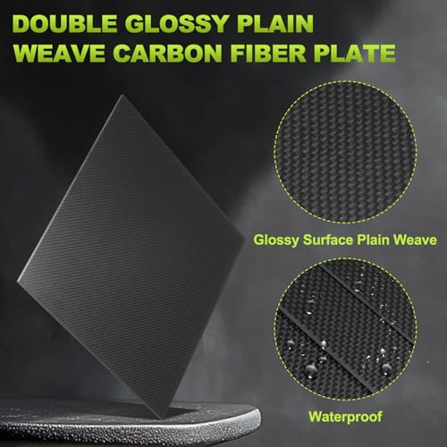 QUARKZMAN 3K Kohlefaser Platte Paneele Blätter 100 x 250 x 1.5mm Kohlefaser Brett Platte Hochglanz Laminat Plain Weave Paneel Blätter Flexibel Für RC Flugzeug Modellauto Autoteile