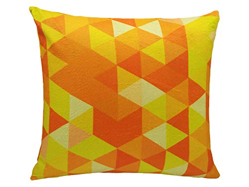 Image of Khooti Velvet Cushion Cover, 22x22 (Triangular Orange Yellow)(Pack of 1)