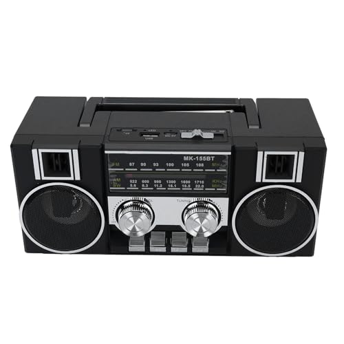 Image of Yoidesu Radios Portable AM FM SW, 4 in 1 Vintage Radio Bluetooth Speaker with Dual 5W Drivers, 1200mAh Battery 8 Hours of Battery Life, Gifts for Seniors Elderly (Black)