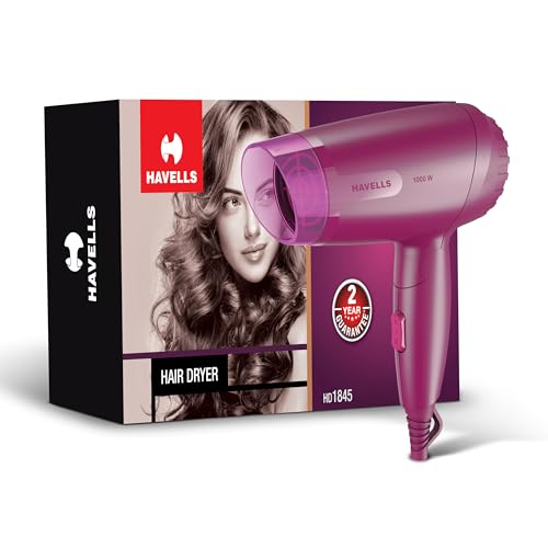 1000W Foldable Hair Dryer|Blow Dry for Men & Women|2 Temperature Settings|Travel Friendly|360° Radial Inlet| ThermoProtect Feature| HD1845