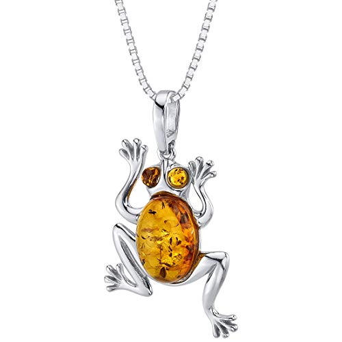 PEORA Genuine Baltic Amber Lucky Frog...