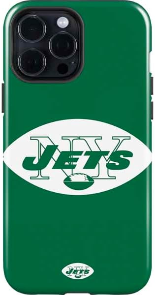 Skinit Impact Phone Case Compatible with iPhone 15 Pro Max - Officially Licensed NFL New York Jets Black & White Design