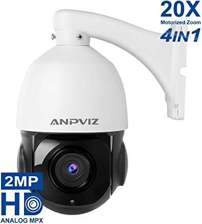 Anpviz PTZ Dome Camera 4 in 1 HD TVI/CVI/AHD/CVBS RS485 HD Analog 1080P 20X Zoom 200ft IR Distance Outdoor High Speed Dome Camera IP66 Weatherproof PTZ Security Camera (AZ-ACZ45220-QB)