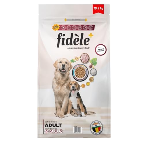Image of Fidele+ Senior Dog Food | 10.8kg | Real Chicken with Turmeric & Coconut Oil | Joint Support | Easy Digestion | Strong Immunity | No Wheat & Soy
