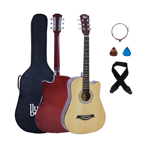 Image of BLUEBERRY 38C, Acoustic Guitar Kit with Bag, Strap, One Pack Strings And Picks - 38 Inch (Natural)