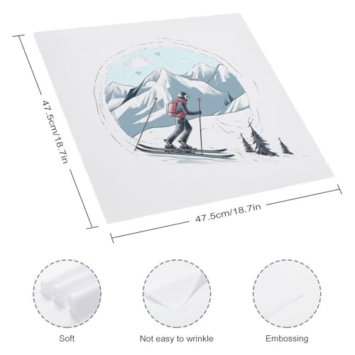 Servilletas de tela temática skiing 2 piezas miniatura 2