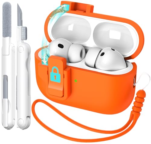 R-fun AirPods Pro 3�p�P�[�X�i�N���[�j���O�L�b�g�t���j�A�\�t�g�t�̃V���R���S�����ی�J�o�[�AAirPods Pro��3����P�[�X�i2025�j�Ή��AMagSafe�Ή��A�I�����W