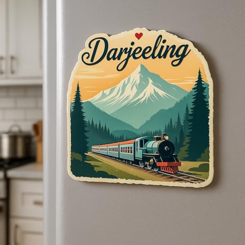 Image of Naxon Darjeeling City Theme Souvenir Wooden Fridge Magnet for Refrigerator - Printed Fridge Magnet for Kitchen & Home Decor | Perfect Souvenir Gift | Size 3x3 in | Pack of 1