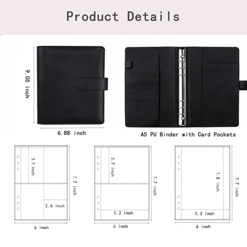 Image of Sticker Binder Organizer with Storage Sleeves,Reusable Stickers Collecting Book Album Holder, A5 Blank Sticker Container Organizer-Black
