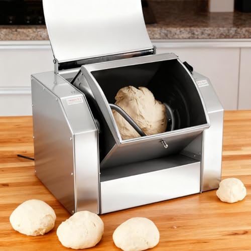 Mezclador de masa, máquina mezcladora de harina de acero inoxidable, potencia de 1100 W/1500 W, capacidad de amasado de 3/5/8/10 kg, diseño de inclinación de 90 grados para panaderías y restaurantes