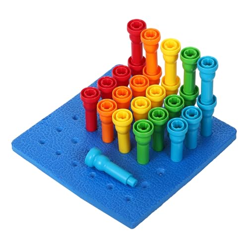 LALADEFIEE Juego de Clavijas para Pequeños con 25 Piezas de Plástico Duradero, Tablero de Clasificación de Colores para Desarrollo Motriz y Cognitivo, Juguete Educativo para Aprendizaje