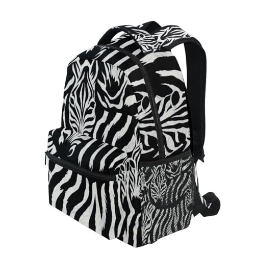 Kids Backpack, Lightweight Travel Back Pack, Ideal for Ages 6–14, Animals Black White Zebra3