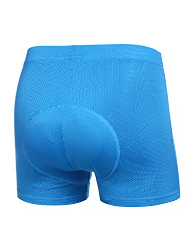 COOrun Men’s Cycling Underwear 3D Padded Bike Shorts, MTB Liner Shorts Bike Shorts Men High Waist Ergonomic Design, Blue, Large