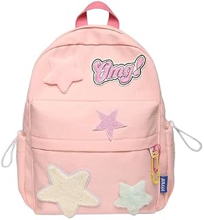 TIAASTAP Cute Backpack School Bags for Girls Kawaii School Backpack Star Pattern Aesthetic School Bag for Kids Teenage Primary Secondary Middle School