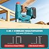 3/8” Cordless Brad Nailer, Cordless Nail Staple Gun with 1 * Battery, 2 in 1 Electric Stapler Nailer with 1000 Nails and 1000 Staples, Nail Gun/Staple Gun, Cordless Fix Nailer 2 Mode for Upholstery